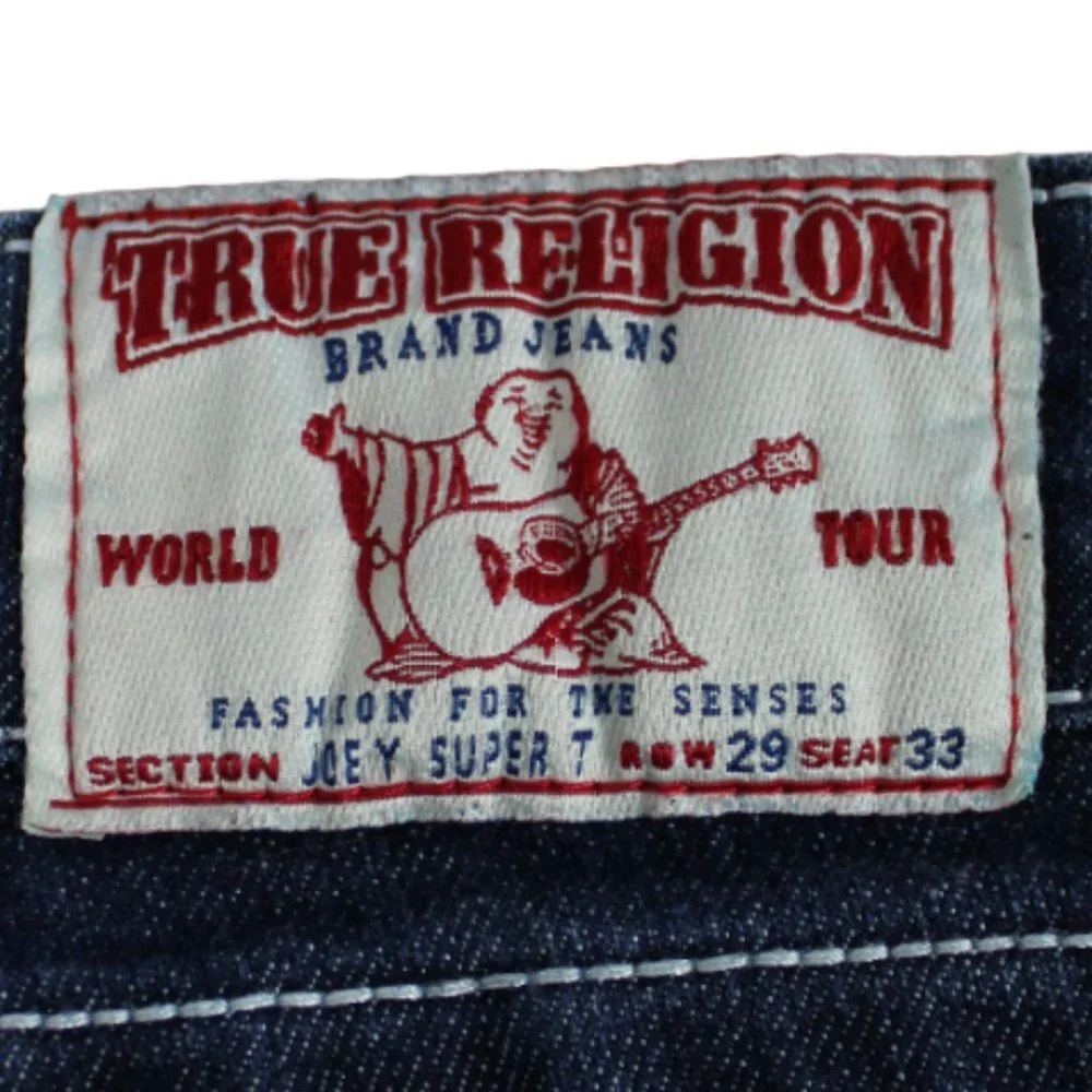 True Religion World Tour Joey Super T Memphis Blue Wash Denim Jeans, Size 29